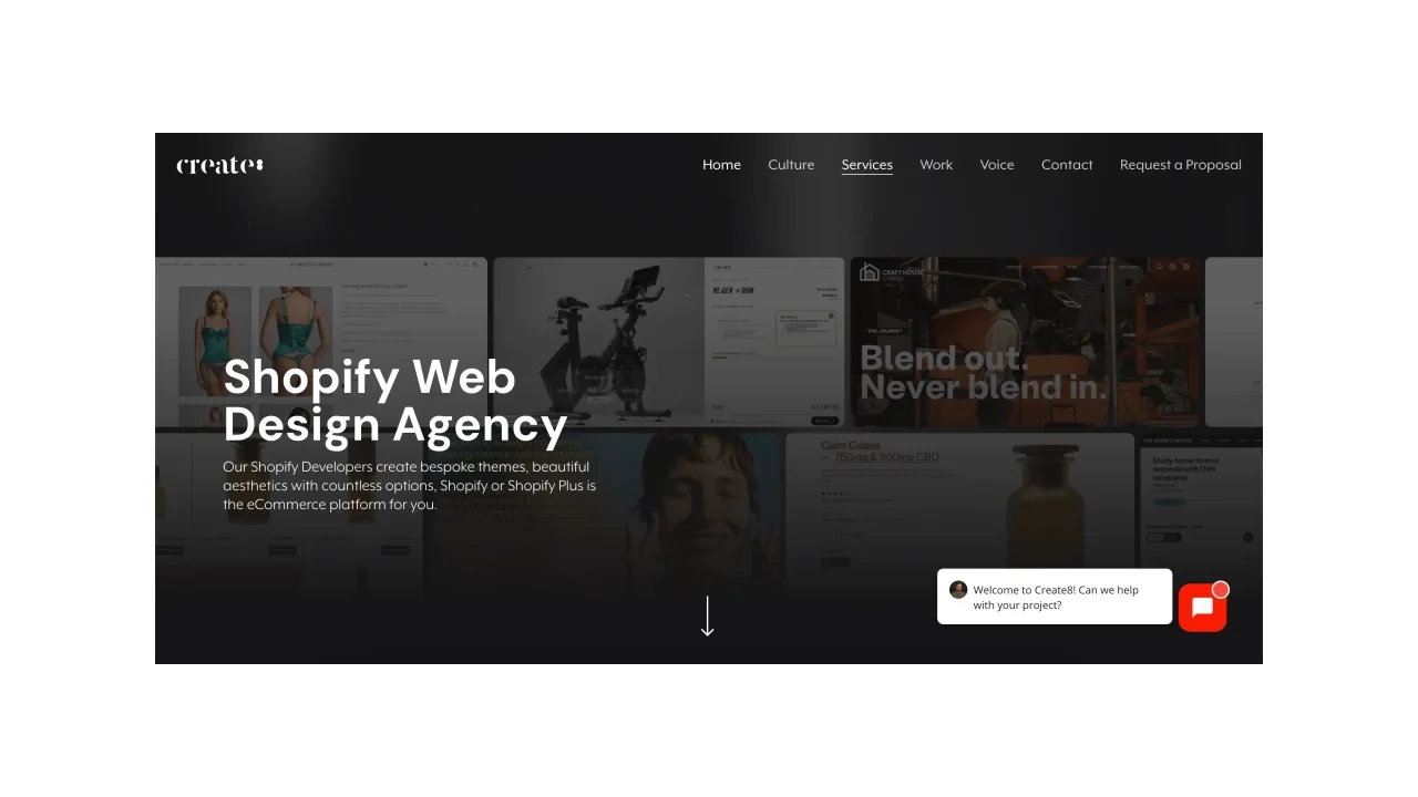 Create 8 - Shopify web design agency