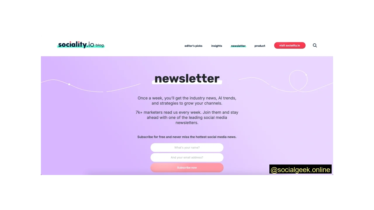 Sociality.io Top Social Media Newsletters