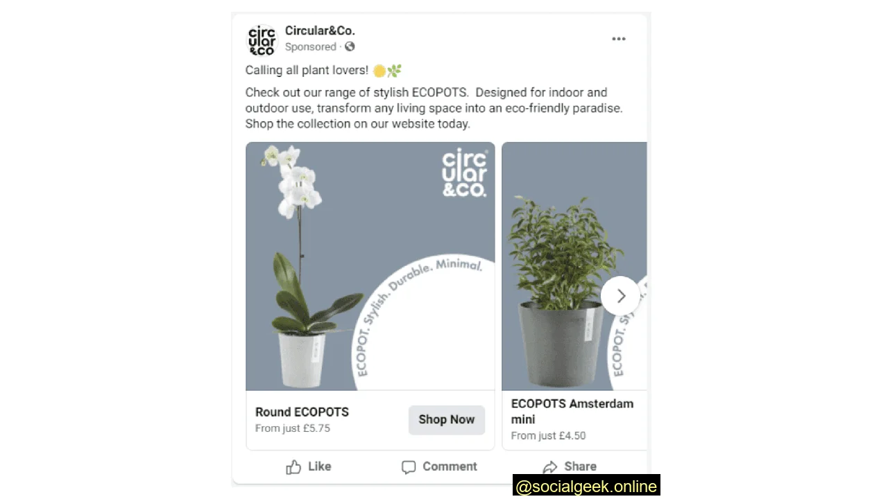 Facebook carousel ad examples