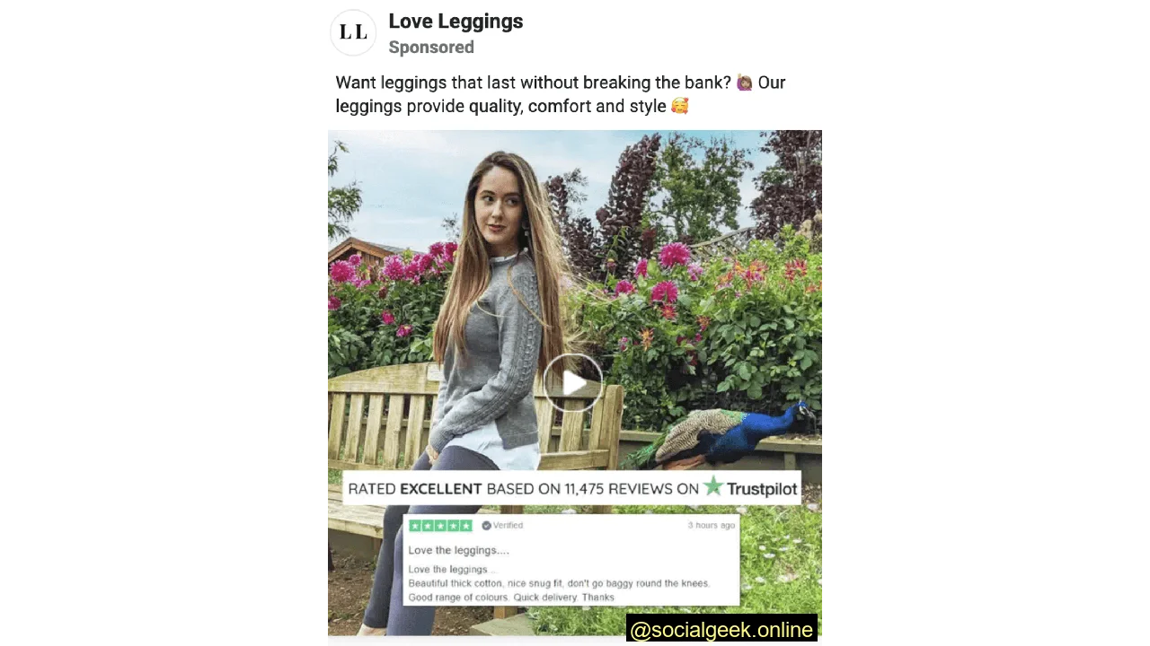 Facebook video ads fashion brand