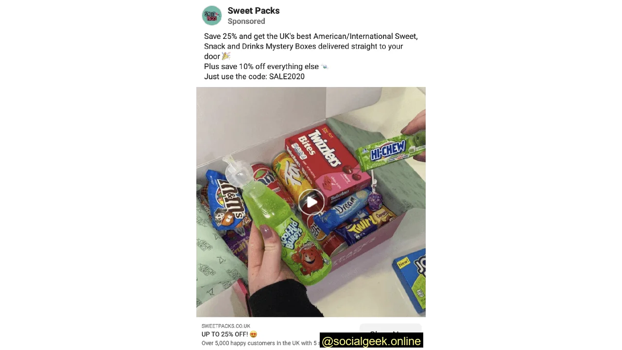 Facebook video ads food brand