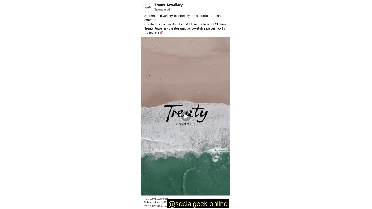 Facebook video ads jewellery brand